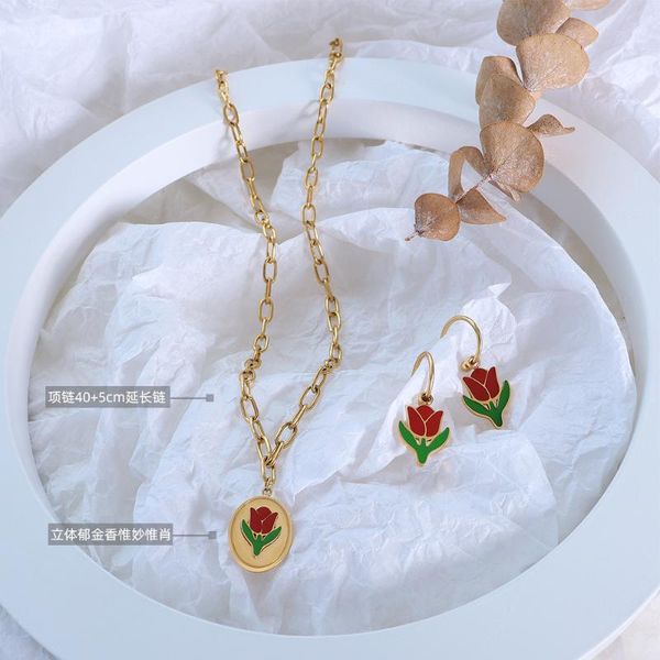earrings & necklace romantic style rose gold flower pendant earring sets brinco color link chains collars wholesale, Silver
earrings & necklace romantic style rose gold flower pendant earring sets brinco color link chains collars wholesale, Silver