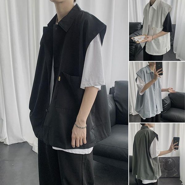 men's casual shirts men half-sleeve turn-down collar summer japanese korean style loose shirt harajuku outwear mens students streetwear, White;black
men's casual shirts men half-sleeve turn-down collar summer japanese korean style loose shirt harajuku outwear mens students streetwear, White;black