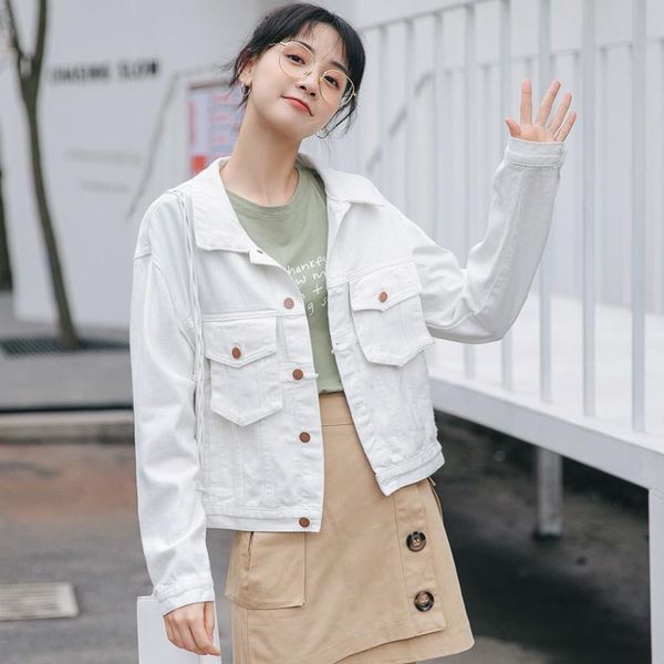 women's jackets autumn loose slimming and all-matching white denim short, Black;brown
women's jackets autumn loose slimming and all-matching white denim short, Black;brown