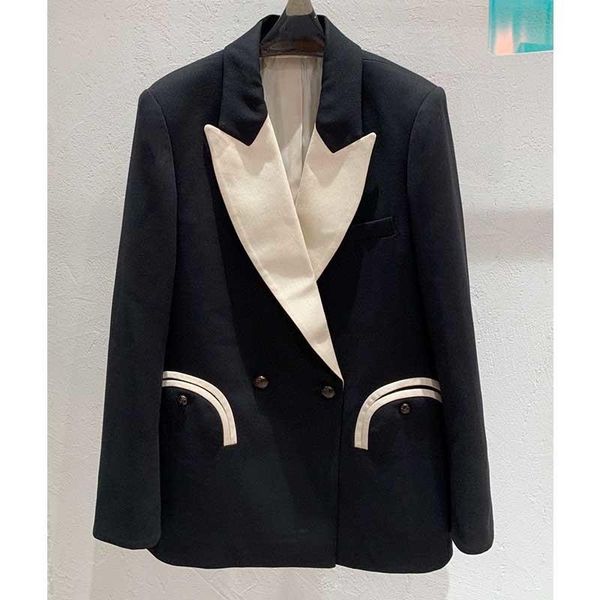 women's suits & blazers 2021 designer suit black white contrast jackets turn down collar double breasted vintage wool gothic, White;black
women's suits & blazers 2021 designer suit black white contrast jackets turn down collar double breasted vintage wool gothic, White;black