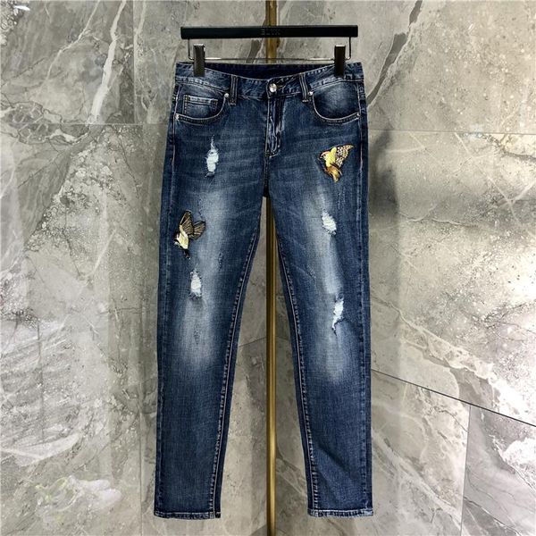 qw0350 fashion men's jeans 2021 runway european design party style men's clothing, Blue
qw0350 fashion men's jeans 2021 runway european design party style men's clothing, Blue