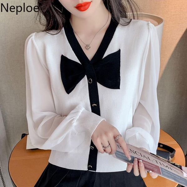 women's sweaters neploe fall 2021 women clothing temperament pullovers v-neck chiffon knitted sweater sweet bow loose puff sleeve pull, White;black
women's sweaters neploe fall 2021 women clothing temperament pullovers v-neck chiffon knitted sweater sweet bow loose puff sleeve pull, White;black
