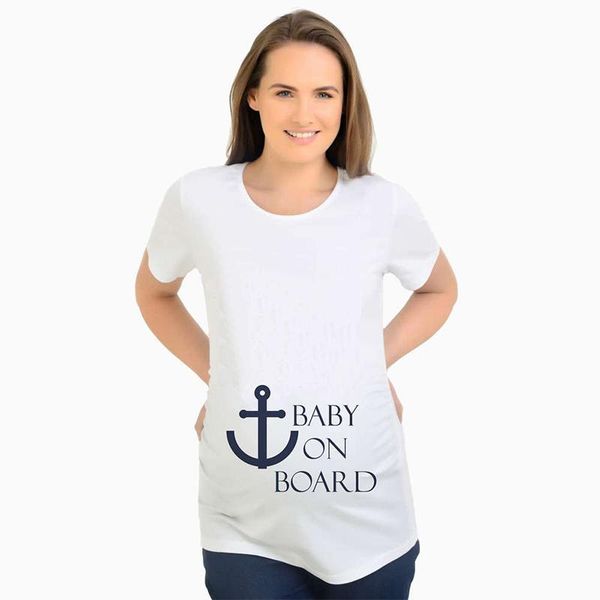women's t-shirt 2021 pregnant woman t shirt loose oversize baby loading printed pregnancy announcement mom tshirts, White