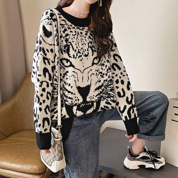 women's sweaters runway women oversized loose sweater pull jumpers casual knit wild tiger femme harajuku streetwear winter, White;black
women's sweaters runway women oversized loose sweater pull jumpers casual knit wild tiger femme harajuku streetwear winter, White;black