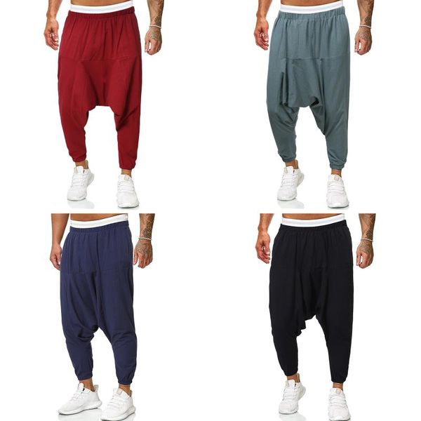 men's pants men spring autumn streetwear casual solid color middle elastic waist loose trousers plus size, Black
men's pants men spring autumn streetwear casual solid color middle elastic waist loose trousers plus size, Black