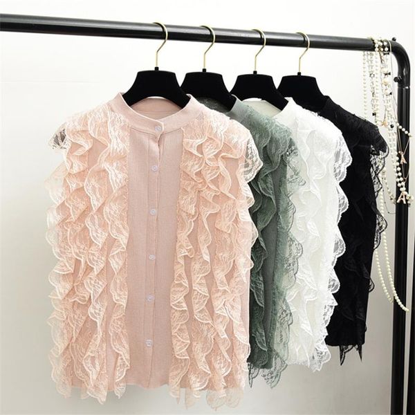 women's blouses & shirts 2021 summer women lace blouse sweety girl sleeveless ice silk knitted shirt spring stand collar blusas basic, White
women's blouses & shirts 2021 summer women lace blouse sweety girl sleeveless ice silk knitted shirt spring stand collar blusas basic, White