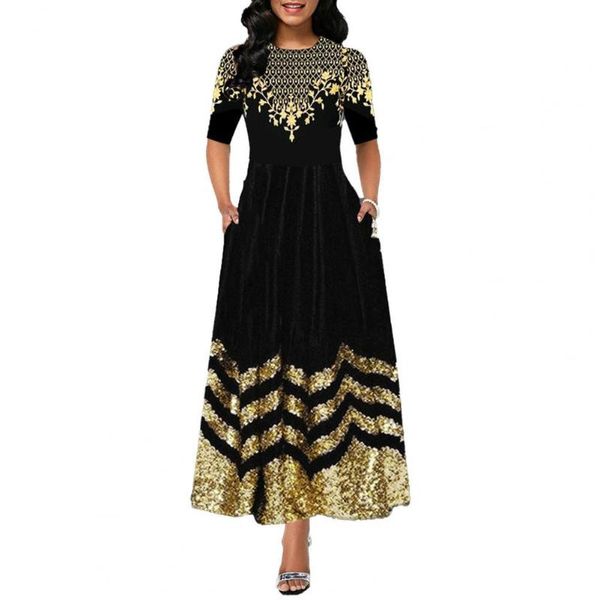 casual dresses maxi dress women vintage half sleeve printed round neck buttons a line party for wedding vestidos, Black;gray
casual dresses maxi dress women vintage half sleeve printed round neck buttons a line party for wedding vestidos, Black;gray
