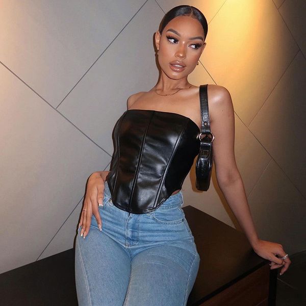 womens tube sleeveless backless zippers female tank 2021 spring pu leather crop women vest blusas, White
womens tube sleeveless backless zippers female tank 2021 spring pu leather crop women vest blusas, White