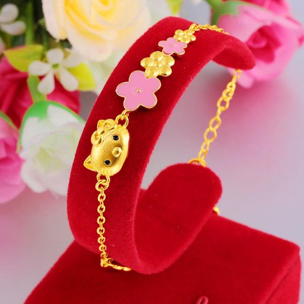 link, chain gold color cute kitty bracelet vietnam sand hanging kawaii cat lovely girlfriend valentine's day christmas gift, Black 
link, chain gold color cute kitty bracelet vietnam sand hanging kawaii cat lovely girlfriend valentine's day christmas gift, Black