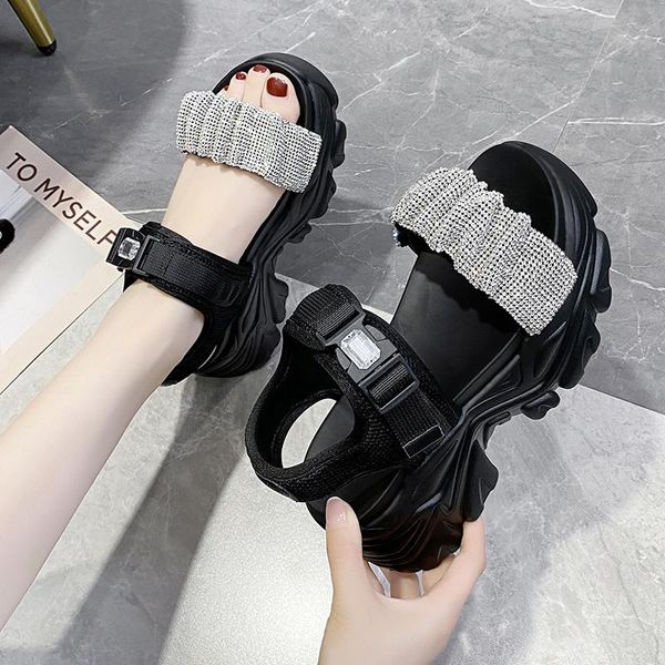 sandals sandalias mujer summer thick bottom beach shoes chunky platform women's 2021 fashion rhinestone wedges high heels, Black
sandals sandalias mujer summer thick bottom beach shoes chunky platform women's 2021 fashion rhinestone wedges high heels, Black