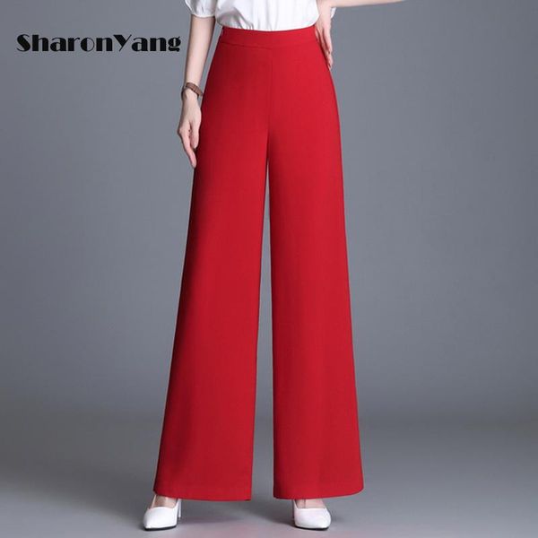 women's pants & capris 2021 summer ol elegant baggy chiffon wide leg straight flat thin high waist plus-size -6xl white red, Black;white 
women's pants & capris 2021 summer ol elegant baggy chiffon wide leg straight flat thin high waist plus-size -6xl white red, Black;white