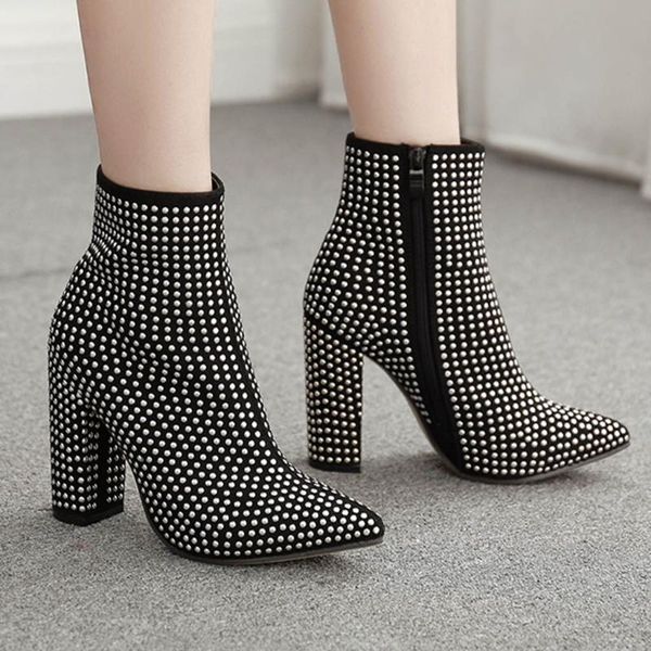 boots rivet party women nice autumn winter high heels pointed toe zipper ankle for bota feminina, Black
boots rivet party women nice autumn winter high heels pointed toe zipper ankle for bota feminina, Black