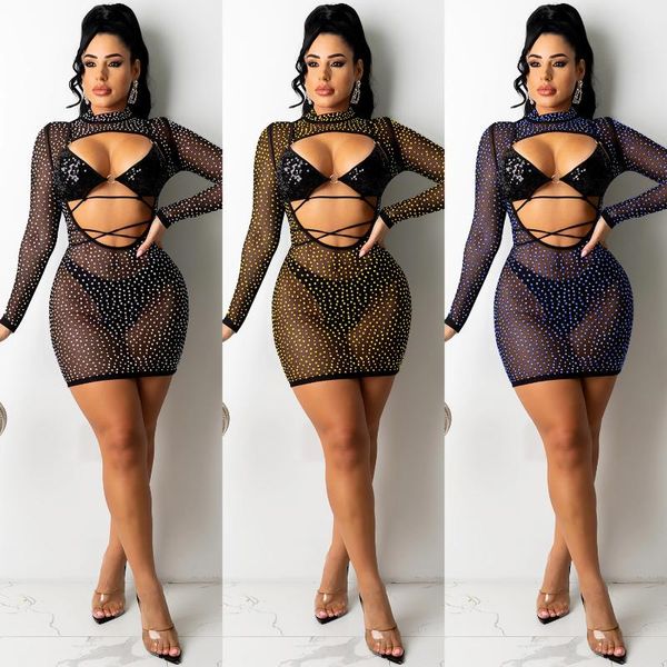 casual dresses women mini dress diamond mesh lace hollow out long sleeve bodycon party club, Black;gray
casual dresses women mini dress diamond mesh lace hollow out long sleeve bodycon party club, Black;gray