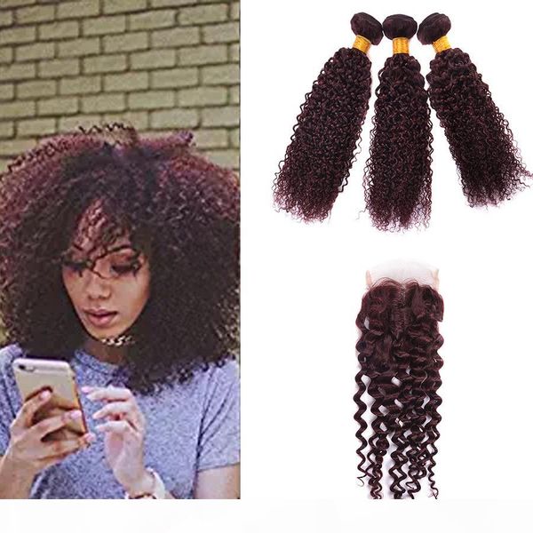 99j brazilian virgin human curly hair with lace closure 99j kinky curly 3 bundles wine red burgundy weft weaves with 4x4 lace closure, Black;brown
99j brazilian virgin human curly hair with lace closure 99j kinky curly 3 bundles wine red burgundy weft weaves with 4x4 lace closure, Black;brown