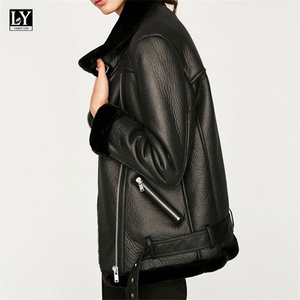 ly varey lin winter women sheepskin coats thicken faux leather lambs wool fur jacket black motorcycle female outwear
ly varey lin winter women sheepskin coats thicken faux leather lambs wool fur jacket black motorcycle female outwear