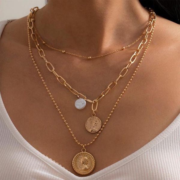 pendant necklaces lacteo bohemian multilayer thick chunky choker necklace for women vintage double carved coin virgin mary statue, Silver
pendant necklaces lacteo bohemian multilayer thick chunky choker necklace for women vintage double carved coin virgin mary statue, Silver