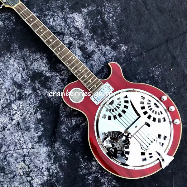 wine red dobro guitar,resonator steel 6 strings electric guitarra, metal ,cutaway body
wine red dobro guitar,resonator steel 6 strings electric guitarra, metal ,cutaway body