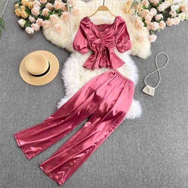 women's summer fashion v neck short sleeve pleated slim + wide leg pants two piece sets s729 210527, White
women's summer fashion v neck short sleeve pleated slim + wide leg pants two piece sets s729 210527, White