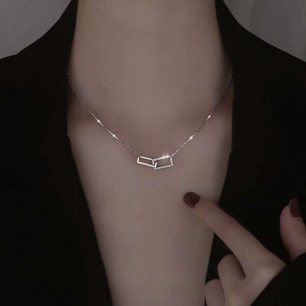 chains shiny rectangle double zircon circle zirconia necklaces pendants gift for girl choker, Silver
chains shiny rectangle double zircon circle zirconia necklaces pendants gift for girl choker, Silver