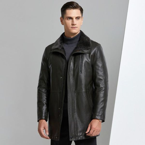 men winter thick faux fur lining pu leather jacket overcoat middle age male business casual slim fit warm leather coat outerwear, Black
men winter thick faux fur lining pu leather jacket overcoat middle age male business casual slim fit warm leather coat outerwear, Black