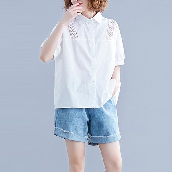 women's blouses & shirts oversized white women summer vintage 2021 turn-down collar half sleeved loose elegant office lady outwear
women's blouses & shirts oversized white women summer vintage 2021 turn-down collar half sleeved loose elegant office lady outwear