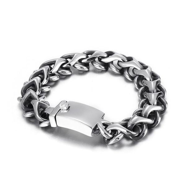 link, chain retro men 316l stainless steel bracelets hip hop mens jewelry bone bangle knit fashion punk link brace lace, Black
link, chain retro men 316l stainless steel bracelets hip hop mens jewelry bone bangle knit fashion punk link brace lace, Black