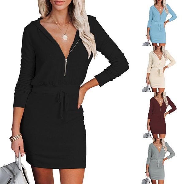 casual dresses women bodycon dress spring autumn long sleeve with drawstring design solid color hoodies, Black;gray
casual dresses women bodycon dress spring autumn long sleeve with drawstring design solid color hoodies, Black;gray