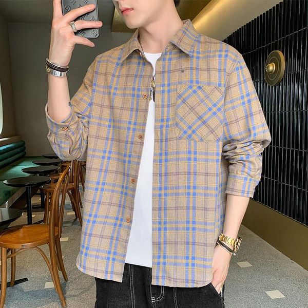 men's casual shirts plaid shirt long sleeved fashion with handsome coat leisure loose ruffian trendy wear, White;black
men's casual shirts plaid shirt long sleeved fashion with handsome coat leisure loose ruffian trendy wear, White;black
