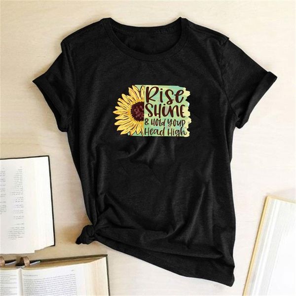 rise hold your head high sunflower letter print funny t-shirts women graphic tees aesthetic clothes short sleeve, White
rise hold your head high sunflower letter print funny t-shirts women graphic tees aesthetic clothes short sleeve, White