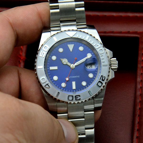 40 blue dial lightweight yacht type of men automatic mechanical watch rustless steel ceramic beads steel tape, Slivery;brown
40 blue dial lightweight yacht type of men automatic mechanical watch rustless steel ceramic beads steel tape, Slivery;brown