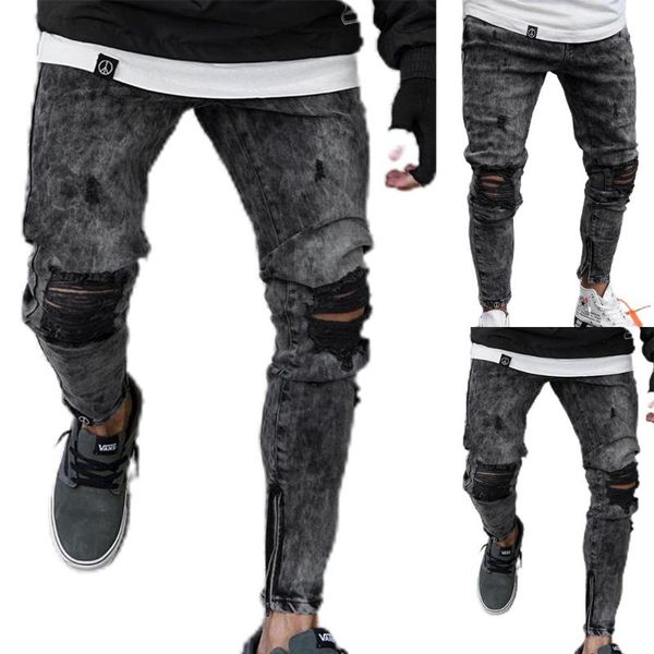 men's jeans ripped denim mens pants skinny stretchy distressed casual slim fit trousers, Blue
men's jeans ripped denim mens pants skinny stretchy distressed casual slim fit trousers, Blue