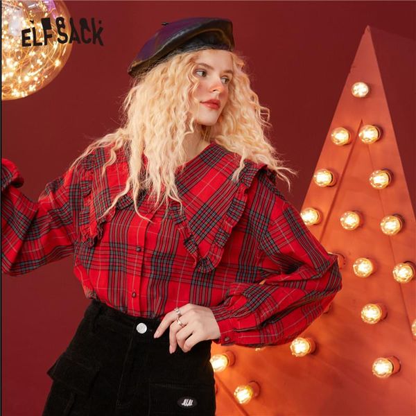women's blouses & shirts elfsack plaid british single breasted casual ruffle women,2021 winter elf vintage lantern sleeve korean female, White
women's blouses & shirts elfsack plaid british single breasted casual ruffle women,2021 winter elf vintage lantern sleeve korean female, White