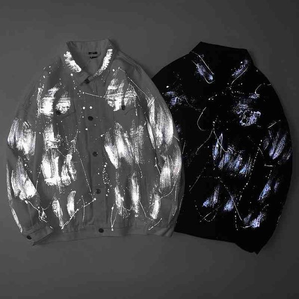 reflective men's and women's wear, washed denim et, harajuku style, retro, loose, large size, Black;brown
reflective men's and women's wear, washed denim et, harajuku style, retro, loose, large size, Black;brown