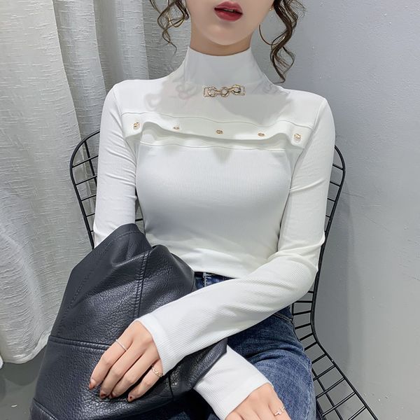 2021 spring fall korean style t-shirt women fashion button hollow out ropa mujer all match cotton tees new t0n226a jw57, White
2021 spring fall korean style t-shirt women fashion button hollow out ropa mujer all match cotton tees new t0n226a jw57, White