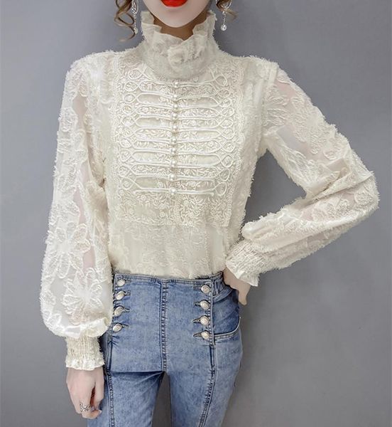 women's blouses & shirts women elegant autumn winter warm thick bead lace ruffles half turtleneck basic shirt blouse blusa, White
women's blouses & shirts women elegant autumn winter warm thick bead lace ruffles half turtleneck basic shirt blouse blusa, White