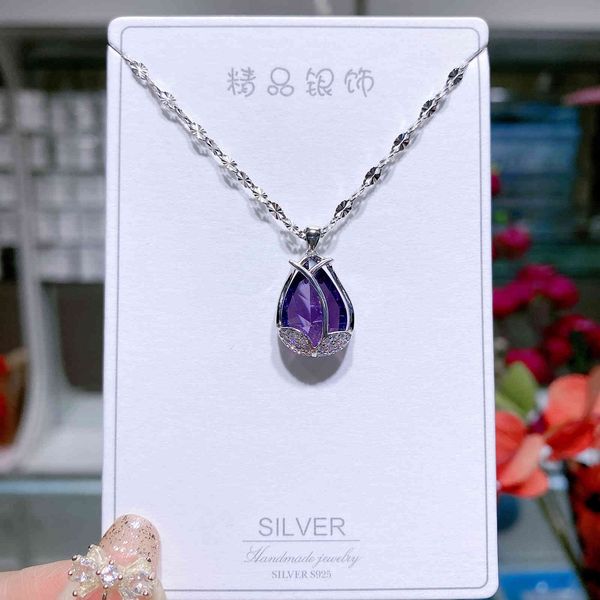 japane and korean temperament white jade pith purple pendant fashion versatile s925 sterling sier necklace women's net
japane and korean temperament white jade pith purple pendant fashion versatile s925 sterling sier necklace women's net