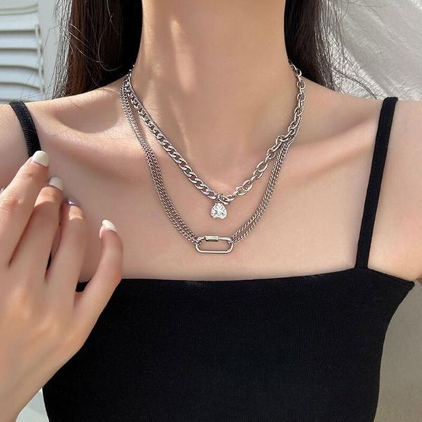 chains trendy hollow titanium steel crystal pendant necklace exquisite vintage double layers rhinestone, Silver
chains trendy hollow titanium steel crystal pendant necklace exquisite vintage double layers rhinestone, Silver