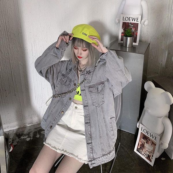 women's jackets harajuku letter print gray denim jacket women autumn 2021 fashion loose oversized couple mujer chaqueta casual jean, Black;brown
women's jackets harajuku letter print gray denim jacket women autumn 2021 fashion loose oversized couple mujer chaqueta casual jean, Black;brown
