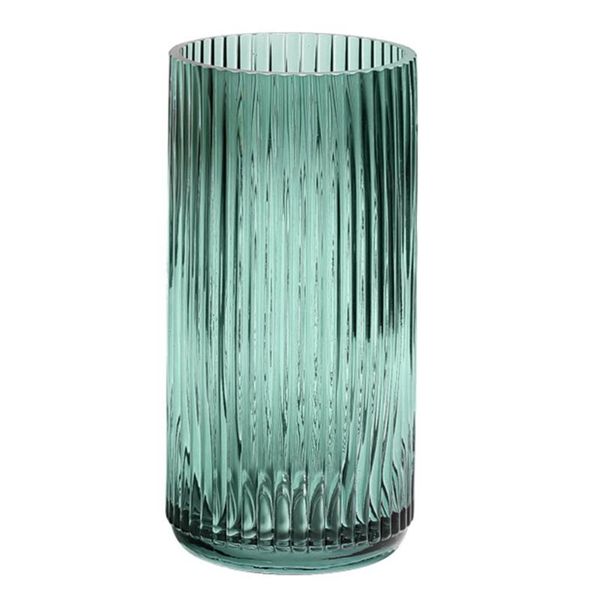 vases 1pc flower arrangement glass vase decor vertical grain (dark green)