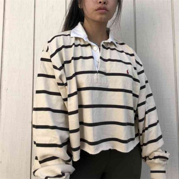 fall / winter casual women's wear pullover lapel loose stripe sweatshirt harajuku style em* 210813, Black
fall / winter casual women's wear pullover lapel loose stripe sweatshirt harajuku style em* 210813, Black