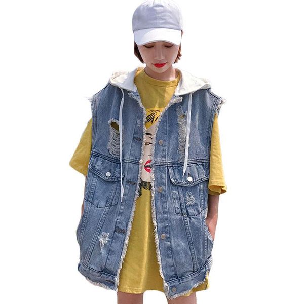 women's vests hooded denim vest female 2021 spring summer korean loose hole sleeveless waistcoat bf casual ladies bomber jackets f169, Black;white
women's vests hooded denim vest female 2021 spring summer korean loose hole sleeveless waistcoat bf casual ladies bomber jackets f169, Black;white