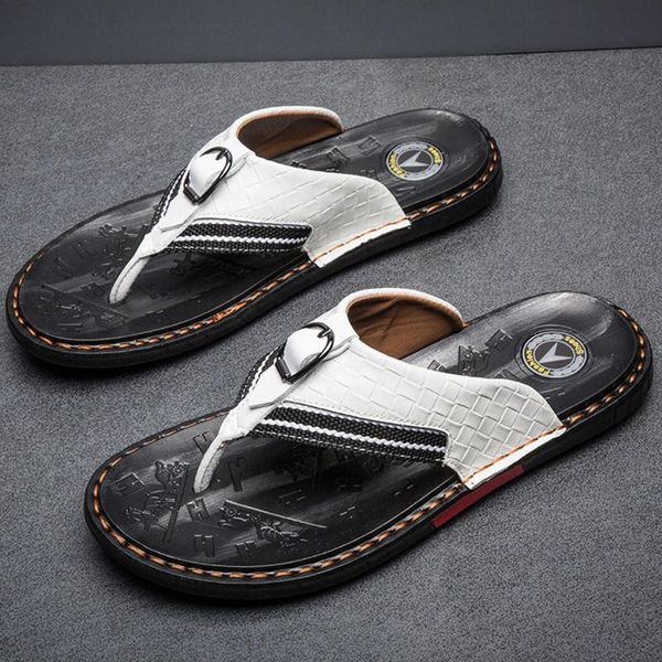 slippers summer beach men flip flops hand sewing fashion leather skid-proof good quality soft comfortable mens shoes outside, Black
slippers summer beach men flip flops hand sewing fashion leather skid-proof good quality soft comfortable mens shoes outside, Black