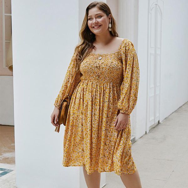 casual dresses women's summer dress lantern sleeve floral print knee length square collar plus size ladies sundress high waist button l, Black;gray
casual dresses women's summer dress lantern sleeve floral print knee length square collar plus size ladies sundress high waist button l, Black;gray