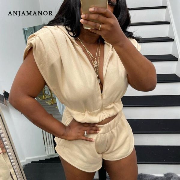 women's tracksuits anjamanor ladies tracksuit sets athleisure casual women two piece outfits shorts set zip up hooded crop wholesale d3, Gray
women's tracksuits anjamanor ladies tracksuit sets athleisure casual women two piece outfits shorts set zip up hooded crop wholesale d3, Gray