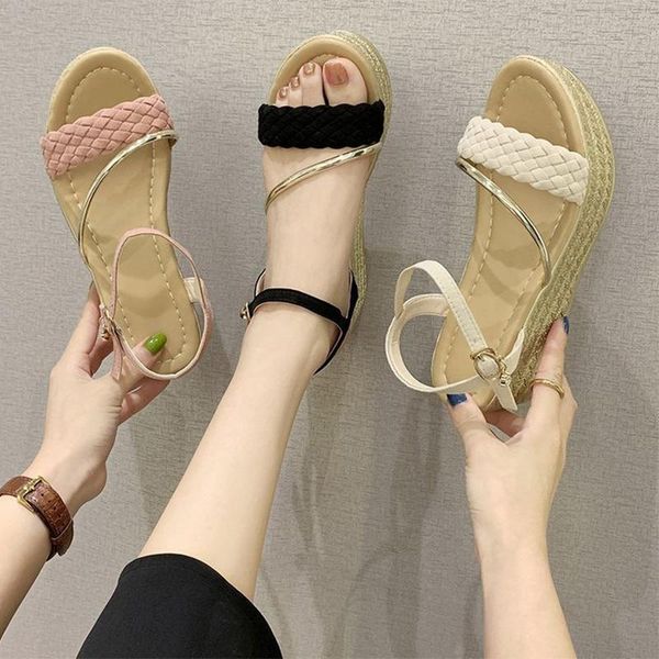ladies shoes summer ladies one-word woven platform sandals 2021 new style plus size ankle buckles fashion elegant sandal, Black
ladies shoes summer ladies one-word woven platform sandals 2021 new style plus size ankle buckles fashion elegant sandal, Black