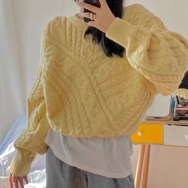 2021 autumn oversize pullover twist sweater streetwear woman round collar hem asymmetry loose knitting knitwear jumper, White;black
2021 autumn oversize pullover twist sweater streetwear woman round collar hem asymmetry loose knitting knitwear jumper, White;black