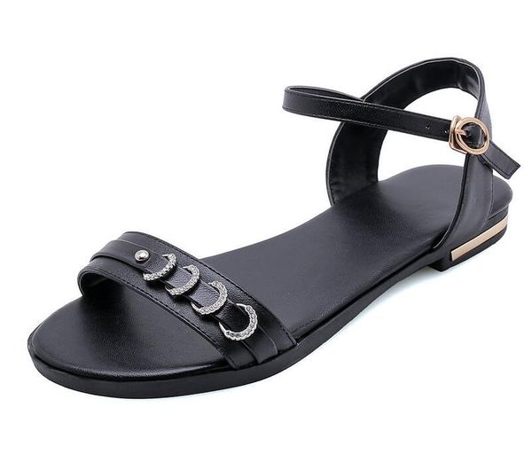 sandals 2021 women flat heel champagne cow leather+pu round open-toed buckle metal decoration soft-soled shoes, Black
sandals 2021 women flat heel champagne cow leather+pu round open-toed buckle metal decoration soft-soled shoes, Black
