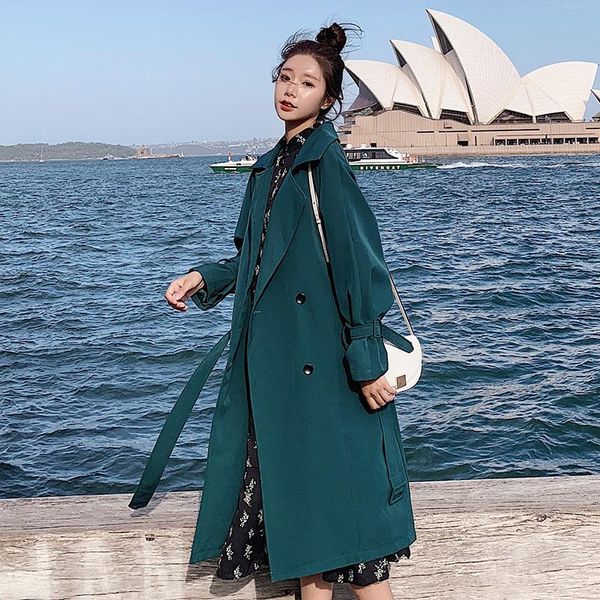 women's trench coats windbreaker female 2021 spring autumn women outerwear korean casual ladies temperament loose long coat d048, Tan;black
women's trench coats windbreaker female 2021 spring autumn women outerwear korean casual ladies temperament loose long coat d048, Tan;black