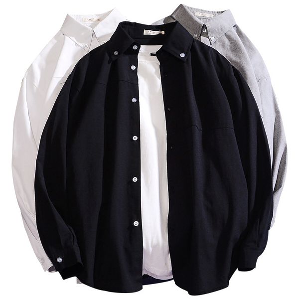 2021 autumn new men's long sleeved black men casual solid color white shirts fashion oversized shirt koszula z0x3, White;black
2021 autumn new men's long sleeved black men casual solid color white shirts fashion oversized shirt koszula z0x3, White;black
