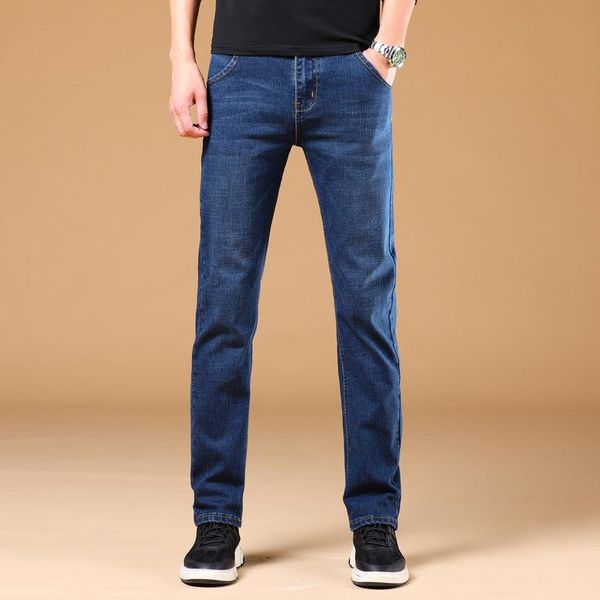 men's jeans fashion trend autumn and winter style casual stretch cotton thickened straight slim solid color denim trousers, Blue
men's jeans fashion trend autumn and winter style casual stretch cotton thickened straight slim solid color denim trousers, Blue